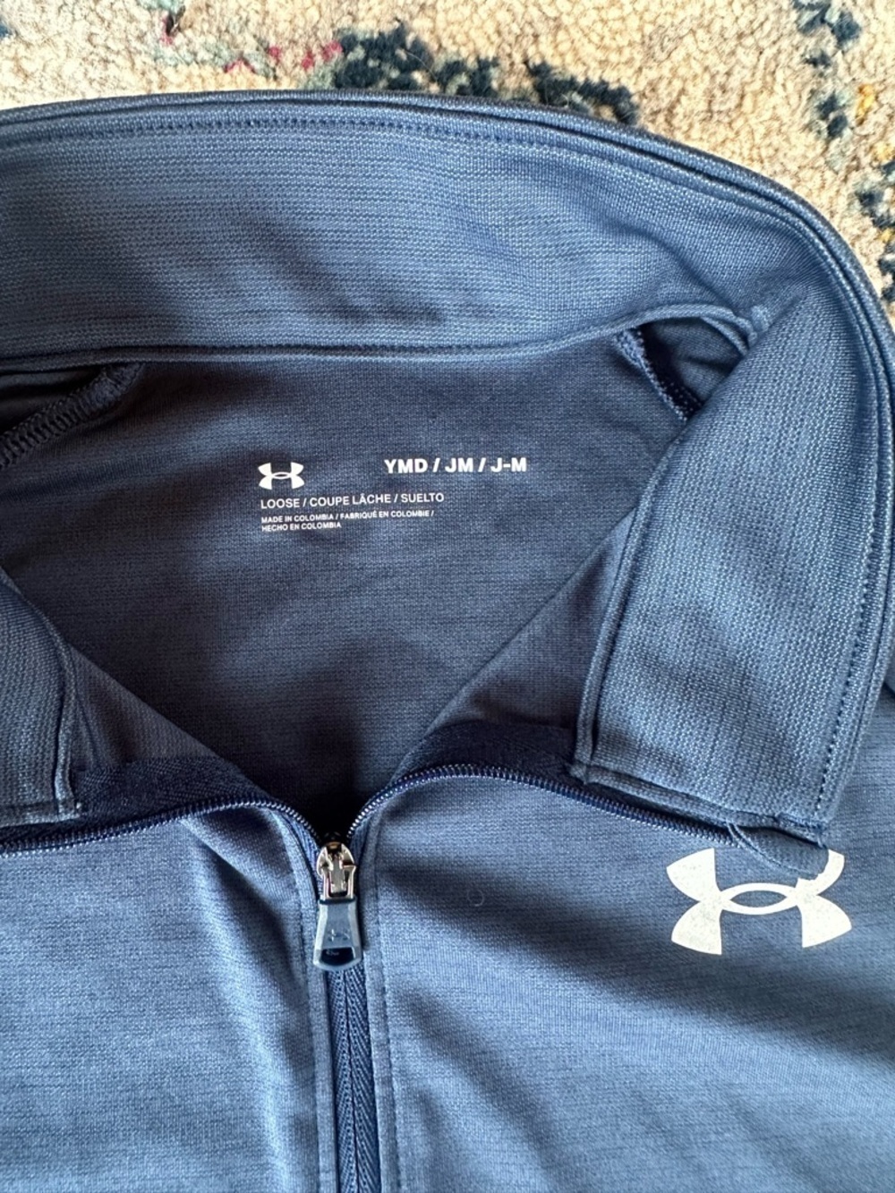 Boy’s Under Armour Navy Quarter-Zip Long Sleeve Pullover - Picture 2 of 4